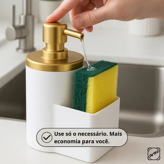 Dispenser Arthi 600ml Detergente + Porta Bucha – Prático e Econômico