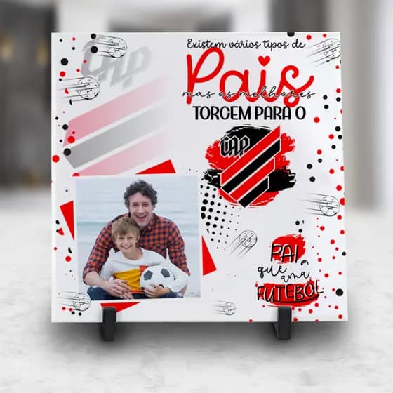 Azulejo Decorativo Dia dos Pais Pai Torcedor Times PR MT COM FOTO com suporte em MDF