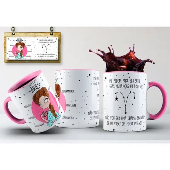 Caneca Áries Signos Modelos Diversos Cute