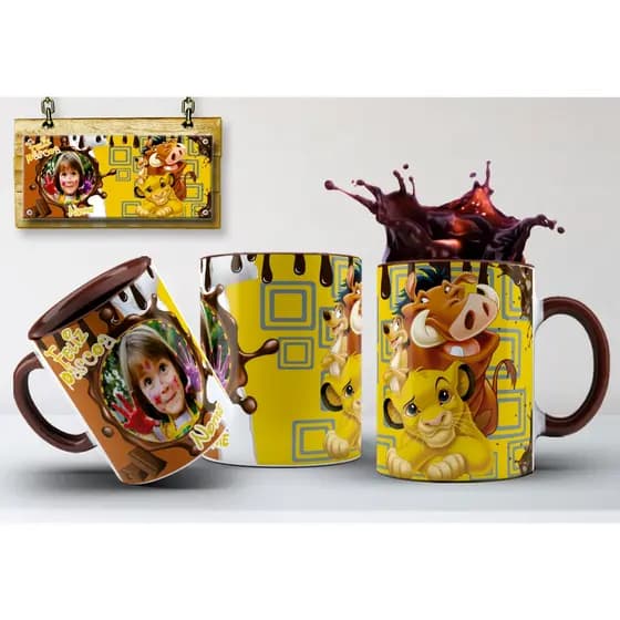 Caneca Páscoa Rei Leão personalizado com nome e foto