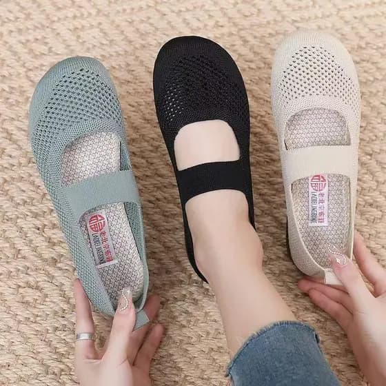 Sapatos De Malha Femininos Leves E Respiráveis Com Sola Macia Antiderrapante
