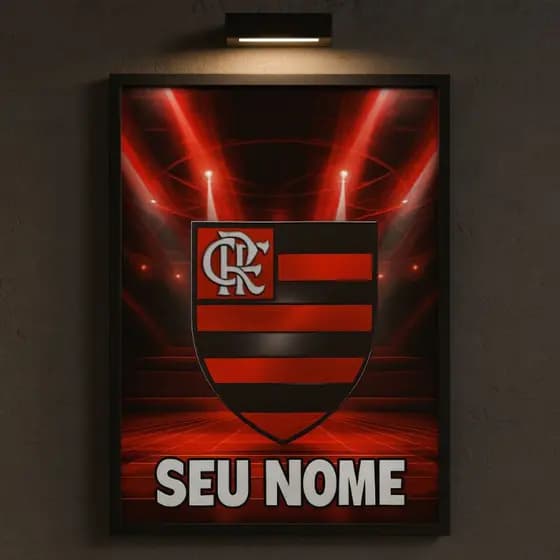 Quadro Flamengo Personalizado com Nome – 1 Peça Arte Rubro-Negra Moderna