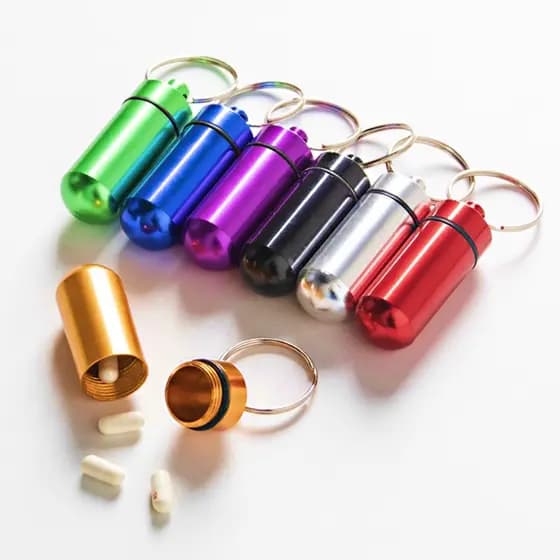 1/3pcs Chaveiro Porta Comprimidos A Prova D'água Pill Box/Chaveiro/Pingente de Alumínio à Prova Água Porta Comprimidos
