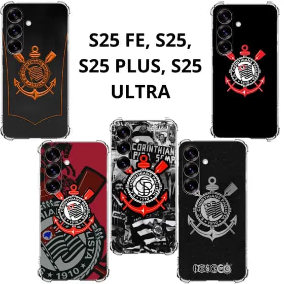 S25 FE, S25, S25 PLUS, S25 ULTRA Capa Inspirada no Timão Capinha Case TPU Time Corinthians Samsung