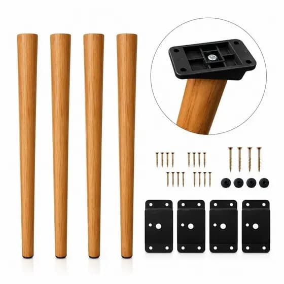 4 Pés Palito Madeira 70cm Pes Fixar Em Moveis Com Parafusos E Chapinhas