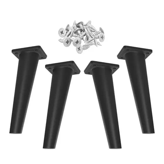 4 Pés Palitos De Plástico 27cm PVC Com Parafusos P/ Moveis Centro Criados Cor Preto