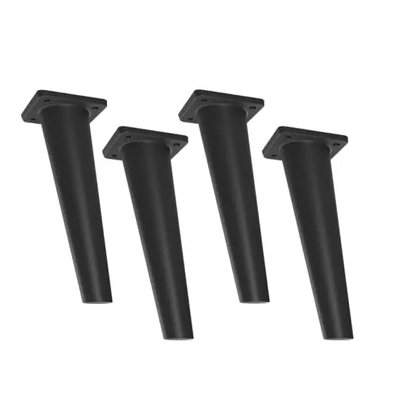 Kit 4 Pés Palitos De Plástico PVC 20cm Com E Sem Kit Parafusos P/ Moveis Centro Criados Cor Preto
