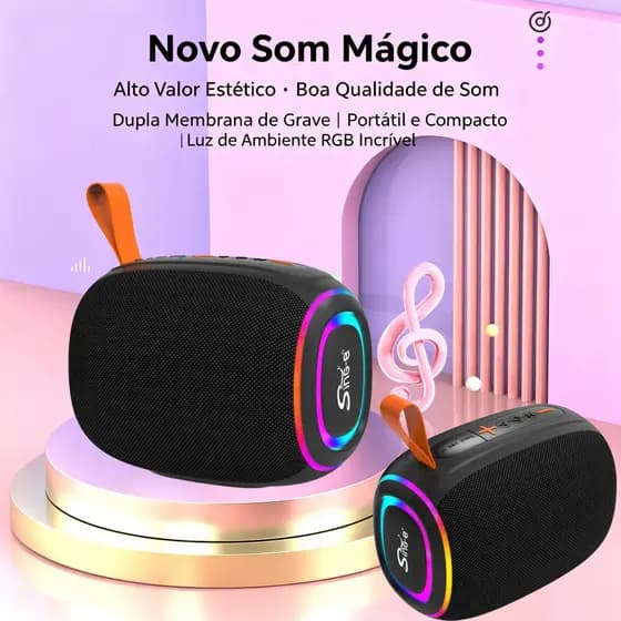 SinG-e P9Caixa de Som Bluetooth Compacto 15W Iluminação RGB Portátil Ideal para Viagens e Passeios