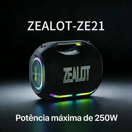 Ideal para Carnaval e Acampamento!Zealot ZE21 Caixa de Som 250W 48000mAh Portátil
