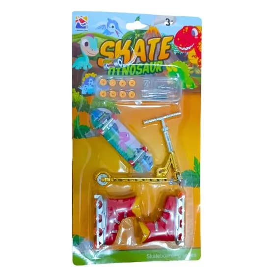 Skate de Dedo Dinossauro com Acessórios – Mini Patins e Patinete Infantil