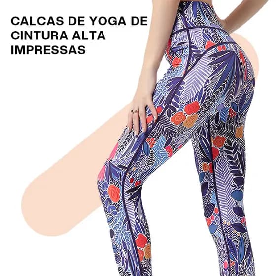 Liouty Leggings Esportivas Estampadas de Cintura Alta Para Levantamento de Quadril de Ioga Ginástica Padrão roxo(CK02)