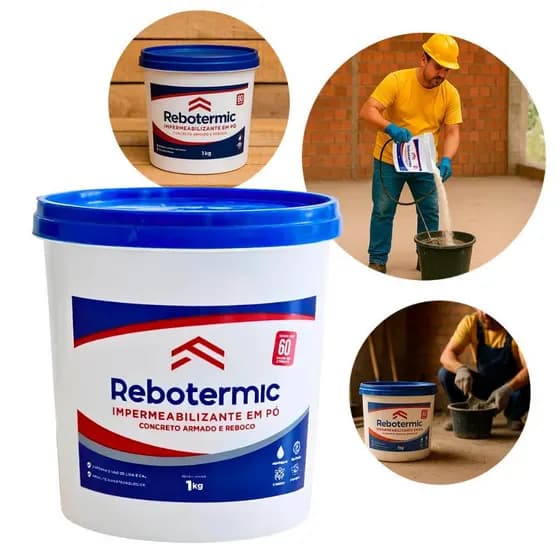 Rebotermic Impermeabilizante em Pó 1Kg Rende Até 60 Sacos Cimento Alta Performance