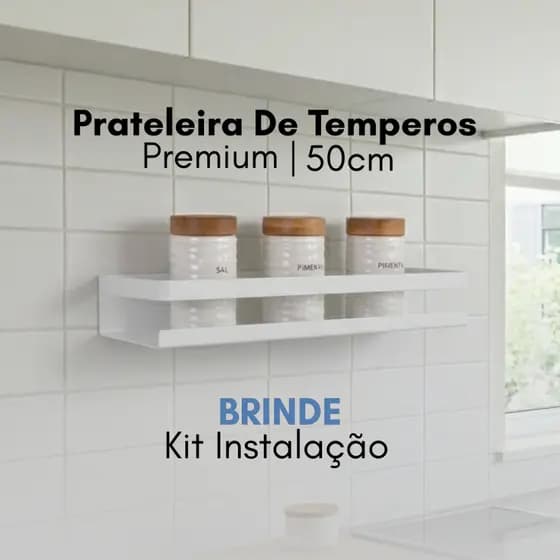 Prateleira De Temperos Cozinha Utensílios Branco 50cm