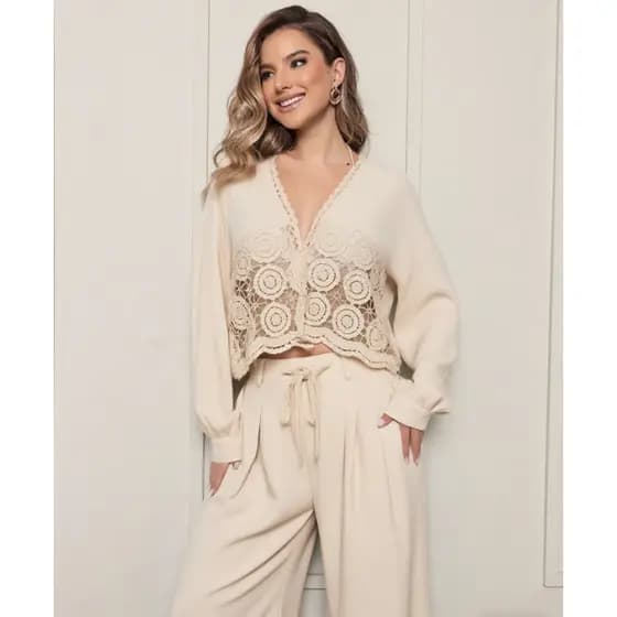 2026 Camisa de praia com cadarço + calças - Vacação e moda verão Camisola Da Vestido Com Laço Atrás Longa Manga