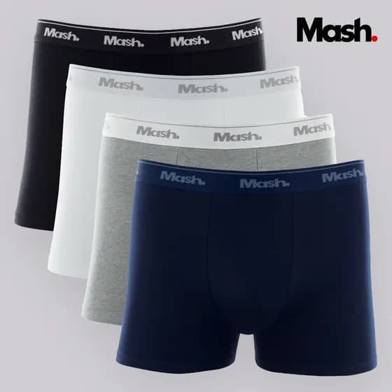 Kit 4 Cuecas Mash Boxer Algodão Box Cotton Masculina Adulto Underwear Trunk Original Atacado