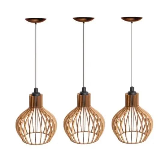 kit 3 Pendente Luminária de teto lustre para qualquer ambiente em MDF