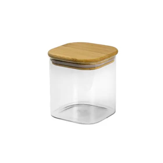Porta Tempero Vidro Hermético Tampa Bambu Resistente Mantimentos Alimentos Cozinha Gourmet
