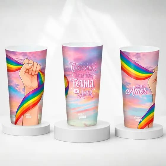 Kit 24 Copos LGBT Pride 350ml Rainbow Drinks Festa Colorida