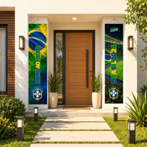Kit 2 Faixas Decorativa Painel Premium Brasil Peças Painel Vertical Parede Banner Sala Bar Estabelecimento copa 2026
