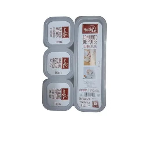 Conjunto 5 Potes Herméticos de Plástico Com Tampa