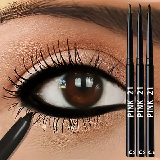 3pcs Lápis De Delineador Preto À Prova D'água-Maquiagem Para Os Olhos De Manchas , De Longa Duração E Adequada Iniciante