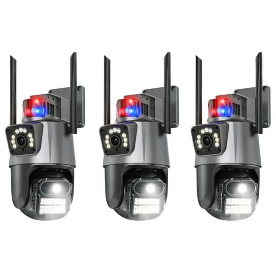 3 Câmeras Segurânça Ip Wifi App Icsse Lente Dupla 6mp Sirene