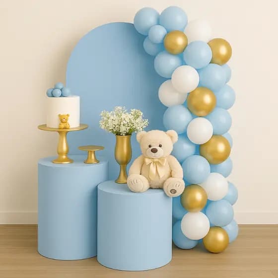 Kit Trio De Cilíndro + Painel Romano 2x1 Festa Decoração Infantil Chá De Bebê
