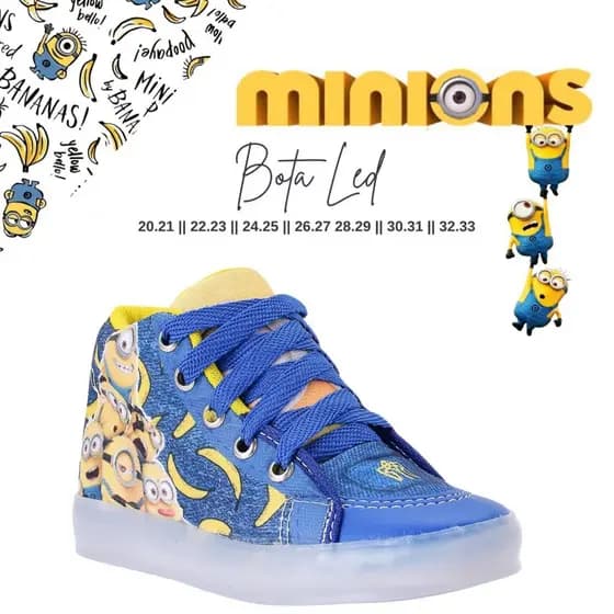 Tênis Infantil Minions Botinha Com Led Personagem