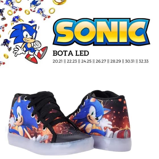 Tênis Botinha Infantil Sonic Confortável Escolar 20 Ao 32