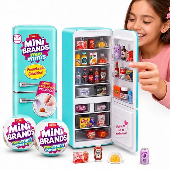 Conjunto de Brinquedos de Mini Geladeira + 2 Capsulas |Brinquedo Infantil Colecionavel