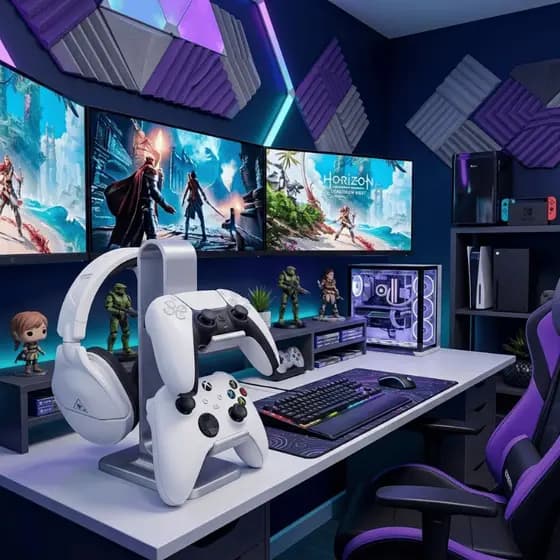 Suporte Gamer 3 em 1 Headset e Controles Organizador Controle Impressão em 3D