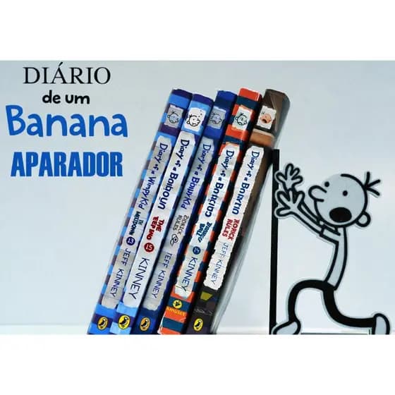Kit Diário de um Banana Aparador Suporte para Livros Marca Texto Clipes