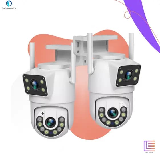 Câmera Visão Dupla PRETO lente 360° Detecção Humana Wifi ”APP ICSEE” Proteção de Segurança Envio Imediato