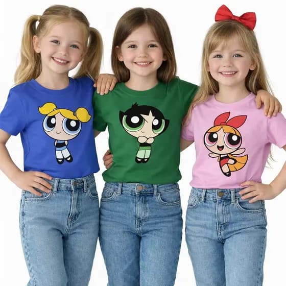 Kit 3 Camisetas Infantil As Meninas Superpoderosas Blusinhas 100% Algodão Envio Rápido Moda Kids