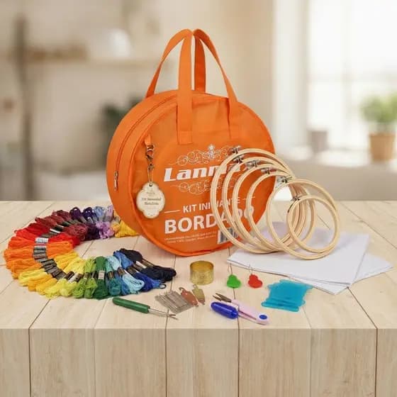 Kit De Bordado 50 Cores Com Bolsa | Completo Para Iniciantes Ponto Cruz