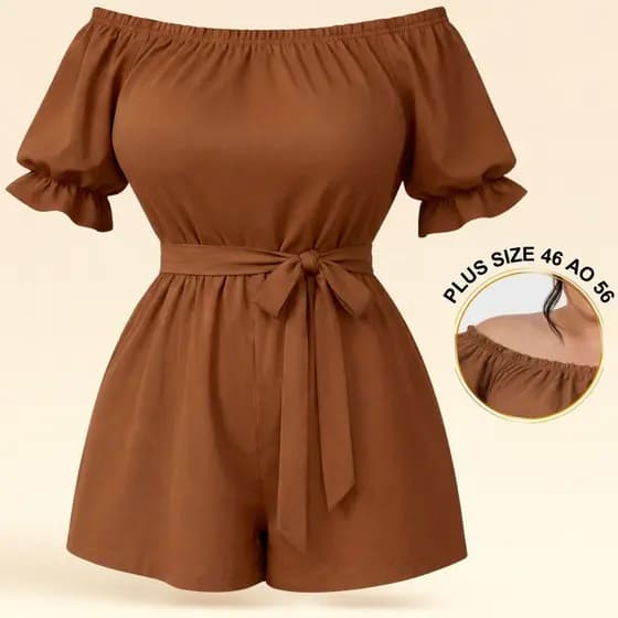 Macaquinho Plus Size Feminino Curto Short Alfaiataria Soltinho Elegante Modela G1 G2 G3