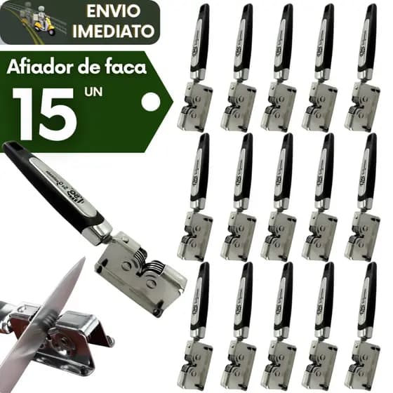 Kit 15 Amoladores e Afiador de Faca Profissional de Inox para Amola Alinha Facas Churrasco Cozinha