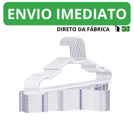 Cabide Adulto Acrílico Transparente Kit Cabides Reforçado Organizar Roupas