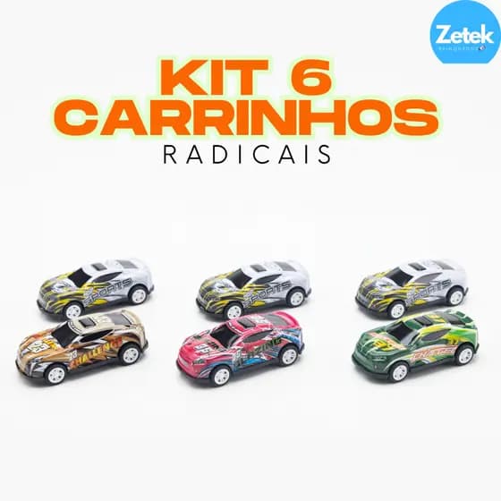 Carrinhos de Fricção Infantil — Kit com 6 Unidades, Corrida e Diversão
