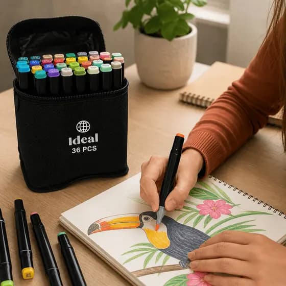 Canetas Hidrográficas 36 Cores Estojo Escolar Colorido