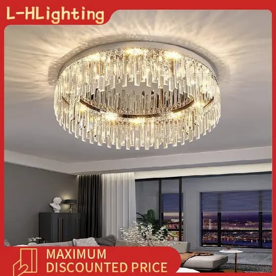 Lustre de cristal para sala de estar lâmpada para quarto doméstico lâmpada de teto para sala de jantar com teto baixo