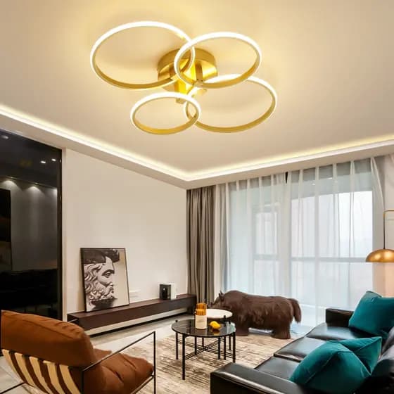 Lâmpadas de teto LED de ouro de Comprimento 66*largura 52cm.decoração home moderna da iluminação, Luminárias reguláveis