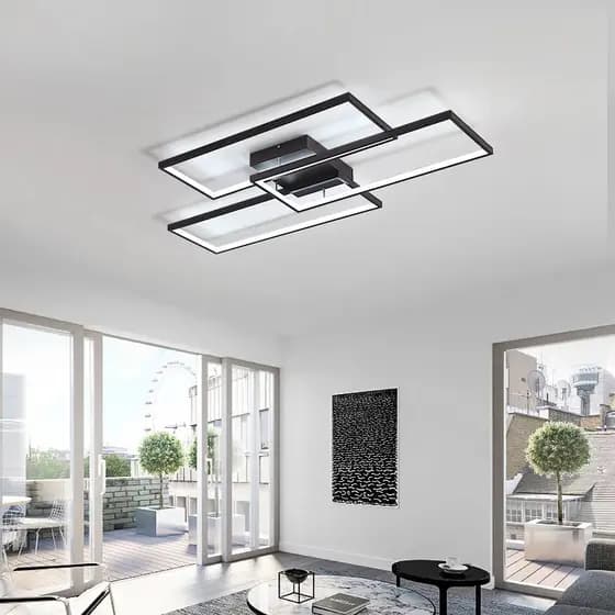 Luminárias de teto LED pretas, lâmpada moderna dimável. Iluminação decorativa para sala de estar e dormitório Alumínio