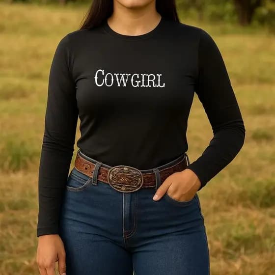 Camisa Uv Feminina Country Cowgirl Cavalgada Manga Longa Proteção Termica