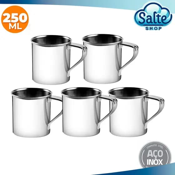 Kits De 2/3/4/5 Canecas De Aço Inox 250ML Vintage Café Chá Camping Resistentes Duráveis