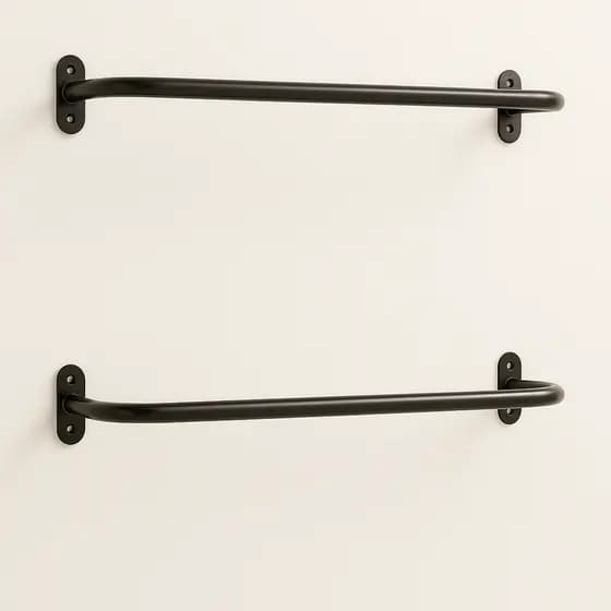 Arara Suporte de Roupas 60cm Reforçado de Parede Closet/Loja 2 PEÇAS - PRETO