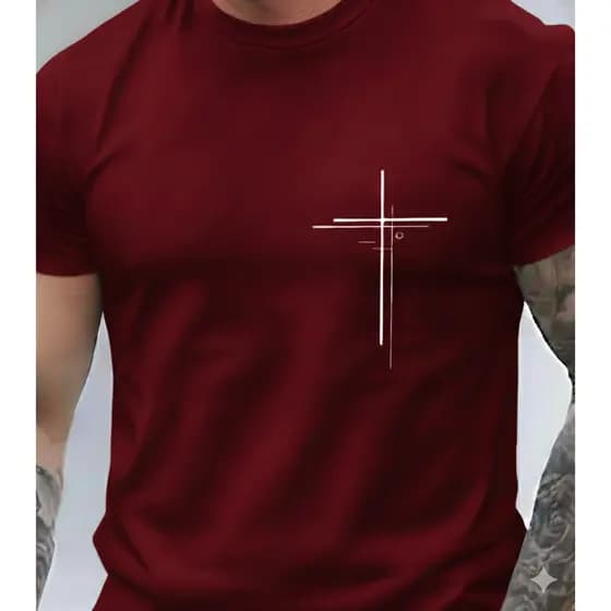 Camiseta Masculina Cruz Dupla Religião Cristão 100% Algodão Promoção