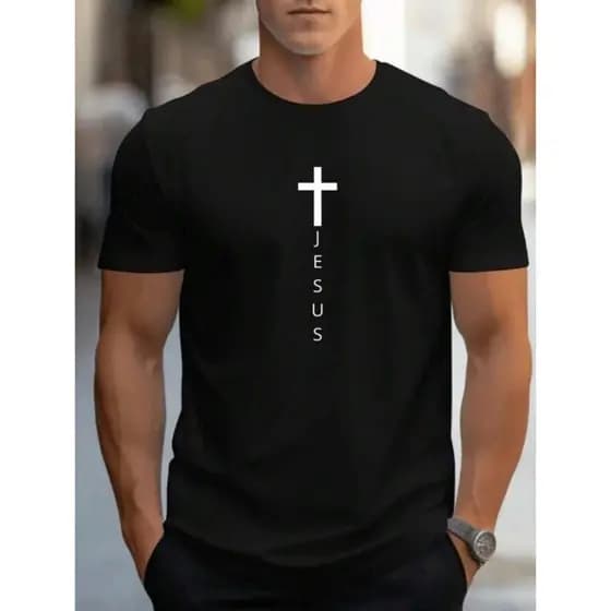 Camiseta Jesus Cristo Cruz Evangélica Cristã Camisa Religiosa 100% Algodão Malha 30.1 Unissex