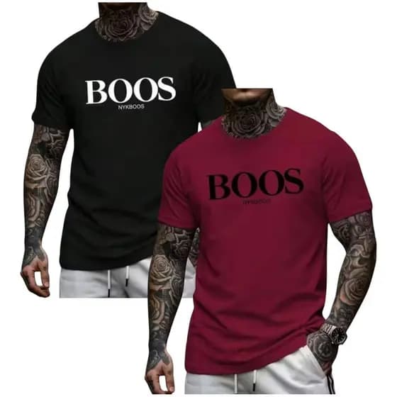 KIT 2 Camisetas Masculina Blusa 100% Algodao Camisa Gola Redonda Malha Premium