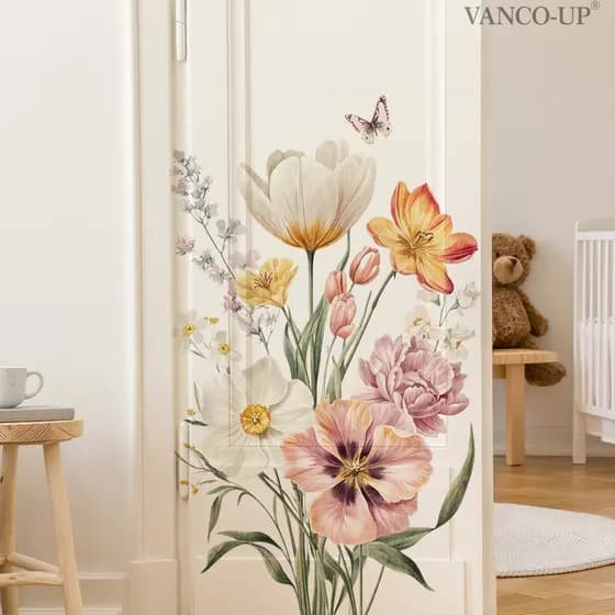 Adesivos de parede flor colorida borboleta adesivos de parede sala de estar quarto banheiro fundo decoração auto-adesivo